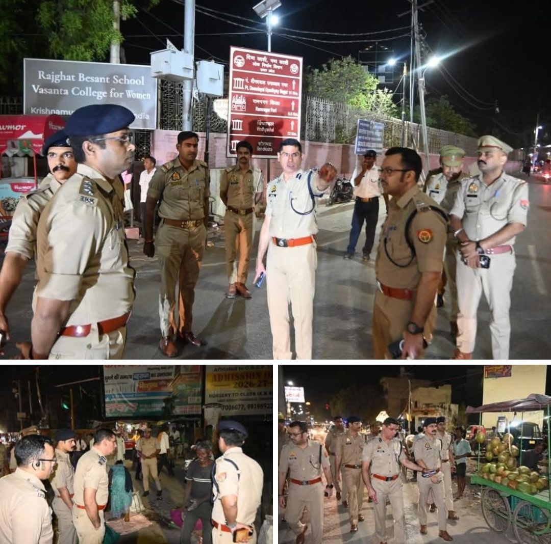 वाराणसी में RTC प्लान के तहत सड़कों पर उतरी पुलिस