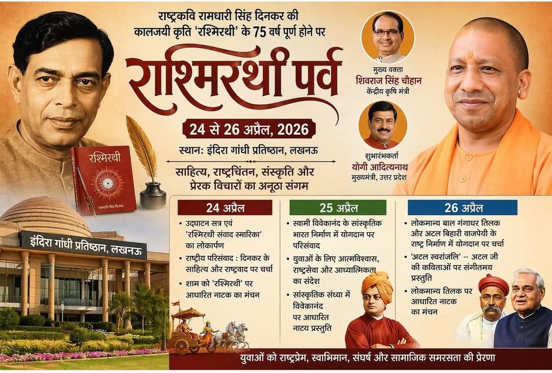 लखनऊ में सजेगा ‘रश्मिरथी पर्व’: CM योगी करेंगे शुभारंभ, दिनकर को समर्पित 3 दिवसीय महोत्सव