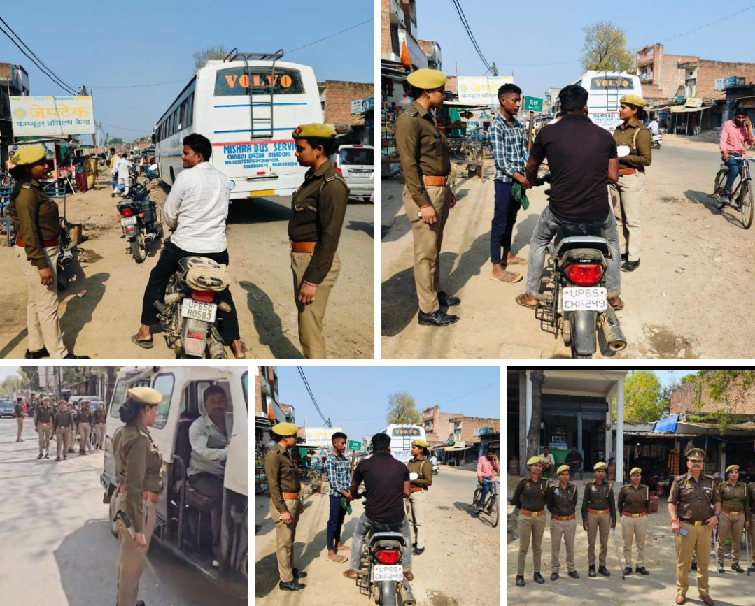 महिला पुलिसकर्मियों ने संभाली ट्रैफिक व्यवस्था, काटे चालान