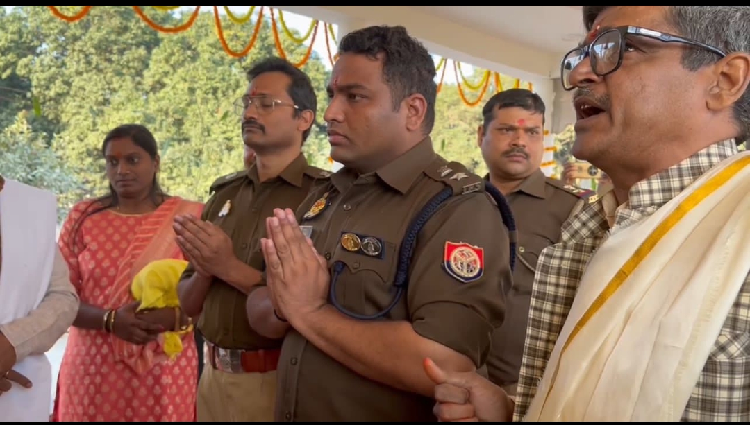 सिंधौरा थाना परिसर में भव्य मंदिर का निर्माण, डीसीपी ने किया शुभारंभ