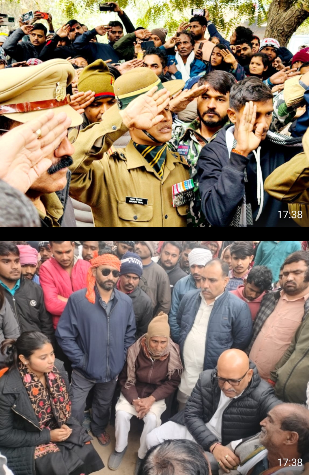 शहीद के शव पहुचने पर श्रद्धांजलि देने के लिए उमड़ी भीड़