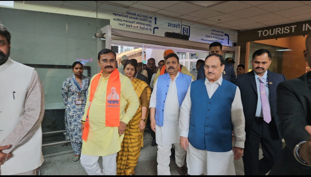 बाबतपुर में भाजपा राष्ट्रीय अध्यक्ष जे.पी. नड्डा का भव्य स्वागत