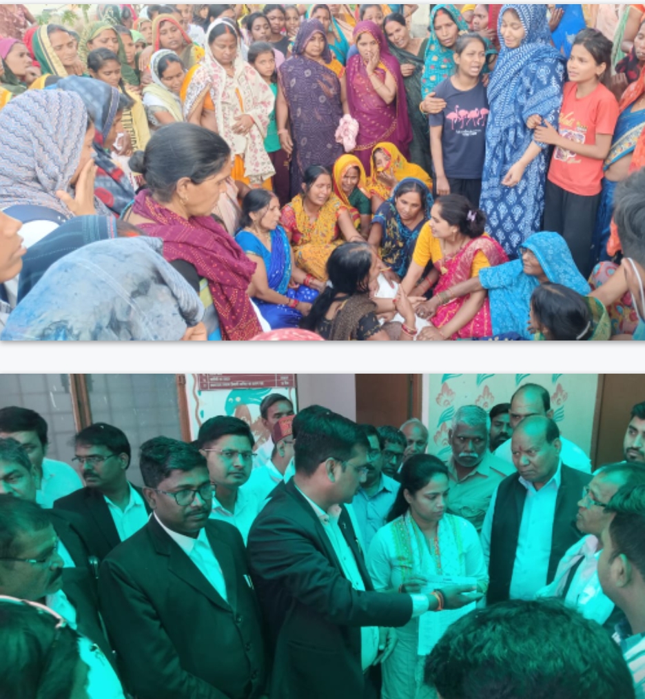 भोजूबीर - सिंधोरा मार्ग पर शव रख ग्रामीणों ने किया चक्का जाम, हत्यारोपी को फांसी देने की मांग