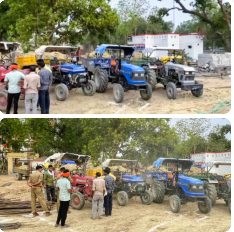फूलपुर पुलिस ने अवैध खनन में लिप्त 7 ट्रैक्टर को किया सीज