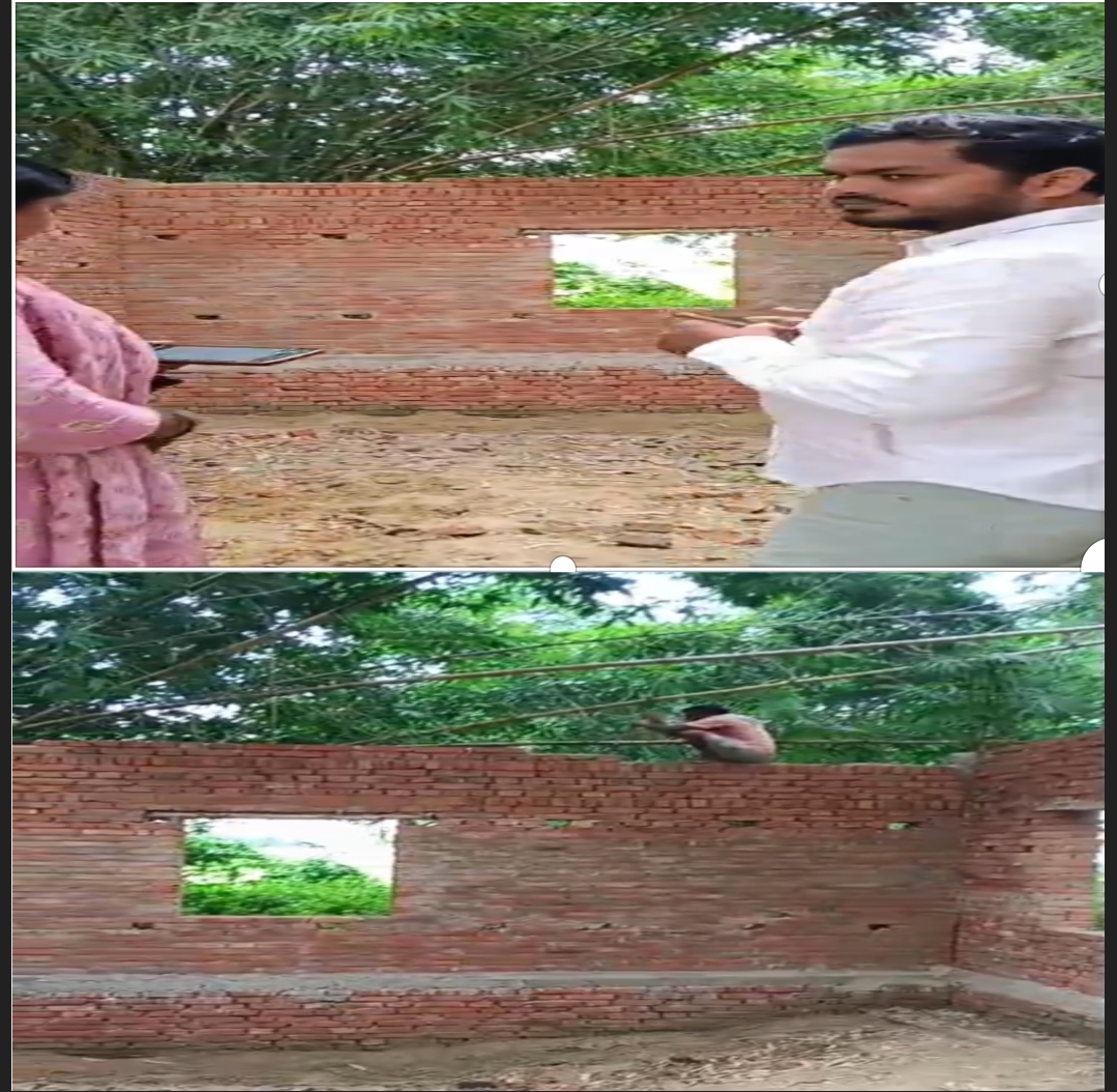 बड़ागांव के बलुआ में घटिया सामग्री से बन रहे कंप्यूटर कच्छ को सहायक विकास अधिकारी ने तोड़ने का दिया आदेश