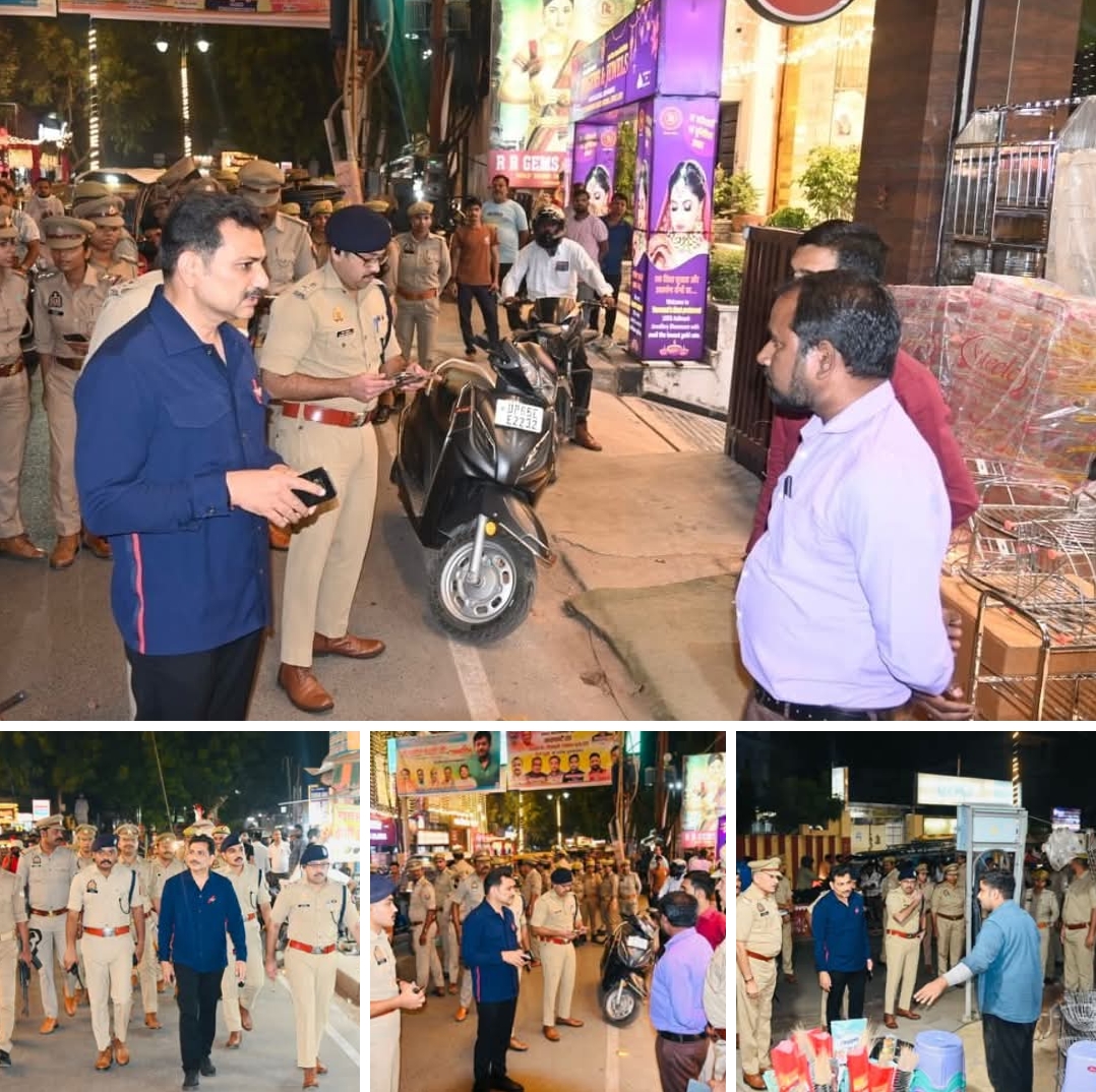 त्यौहारों पर सुगम यातायात व सुरक्षा व्यवस्था सुनिश्चित करने के लिए पुलिस आयुक्त का पैदल भ्रमण, अतिक्रमण हटवाया गया — गोदौलिया से दशाश्वमेध घाट तक चला अभियान