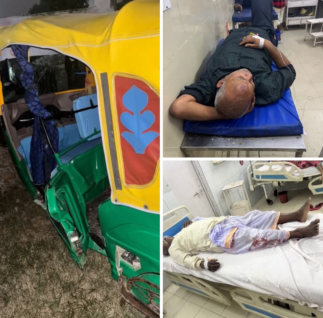 पांडेयपुर ओवरब्रिज पर बड़ा हादसा: रेलिंग से टकराकर ऑटो पलटी, 6 लोग घायल — सभी खतरे से बाहर