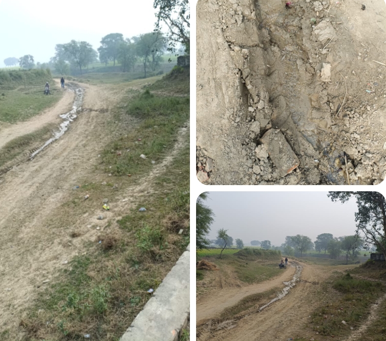 अम्बा: तीन दिनों से फटी पाइपलाइन बनी मुसीबत, राहगीर हो रहे चोटिल