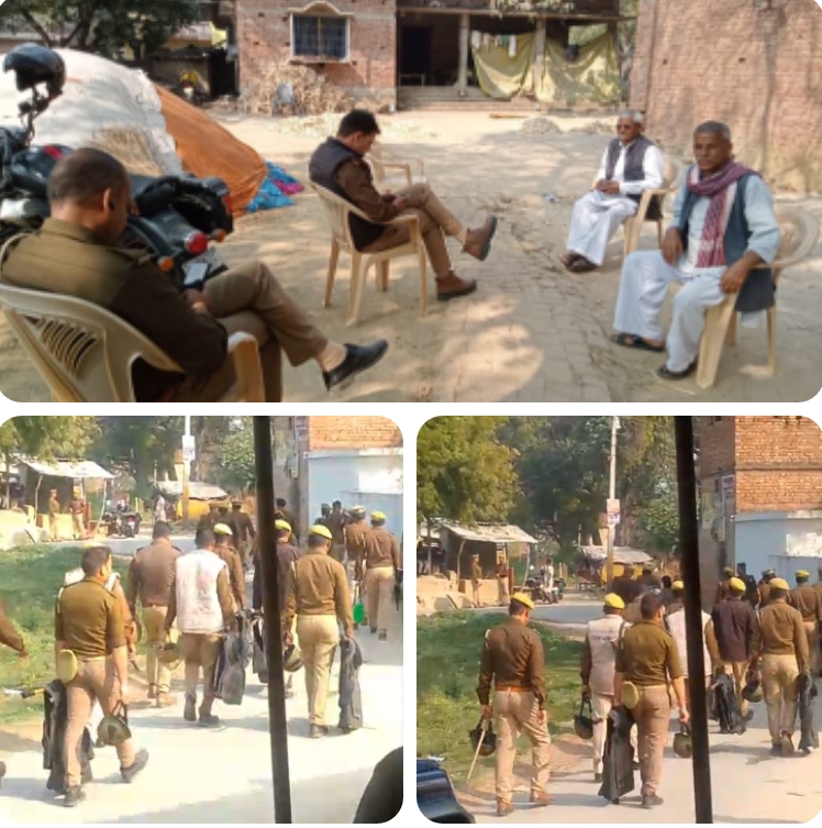 किसानों की रैली को देखते हुए पुलिस फोर्स के साथ पीएसी तैनात, गांव में पसरा सन्नाटा