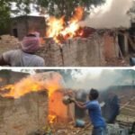 झोपड़ी में लगी आग, गृहस्थी का सामान जलकर खाक